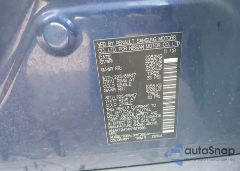 2019 Nissan Rogue Sv z USA, uszkodzony, nr VIN KNMAT2MT4KP517386